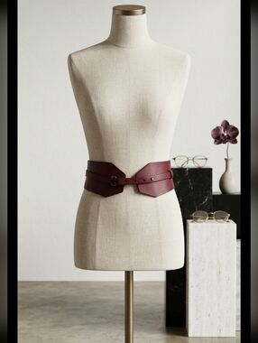 Designer Wide Burgundy Waist Belt - Women's Accessory